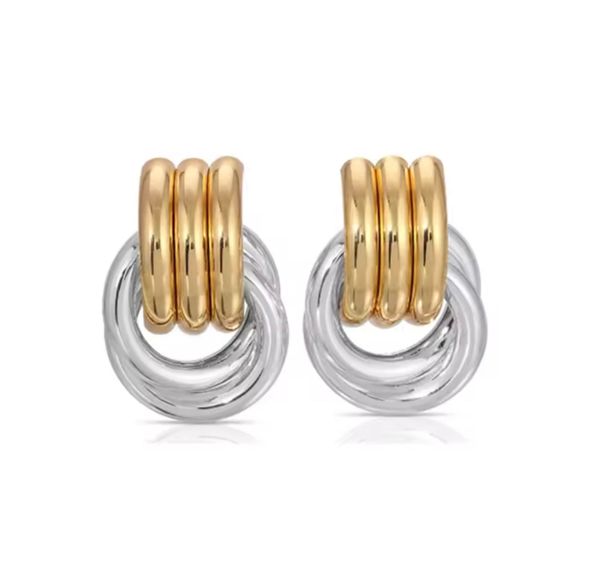Double hoop stud earrings