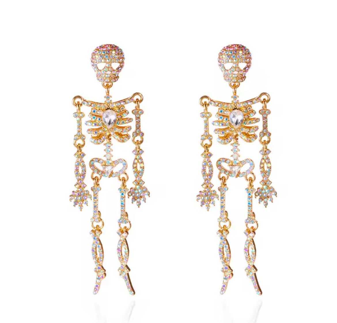 Skeleton crystal earrings