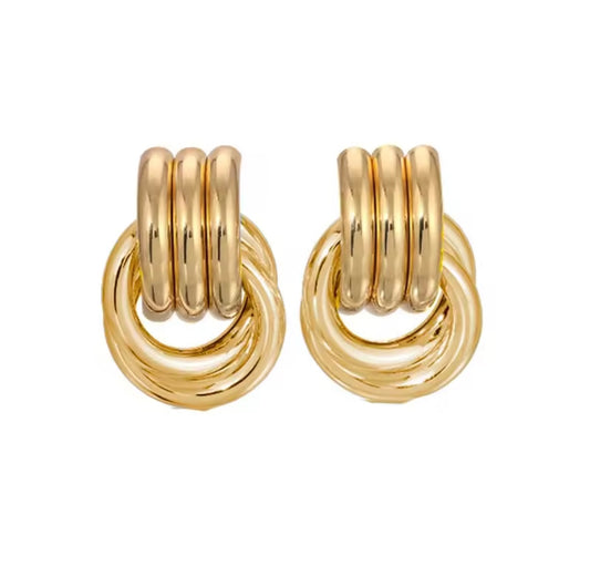 Double hoop stud earrings