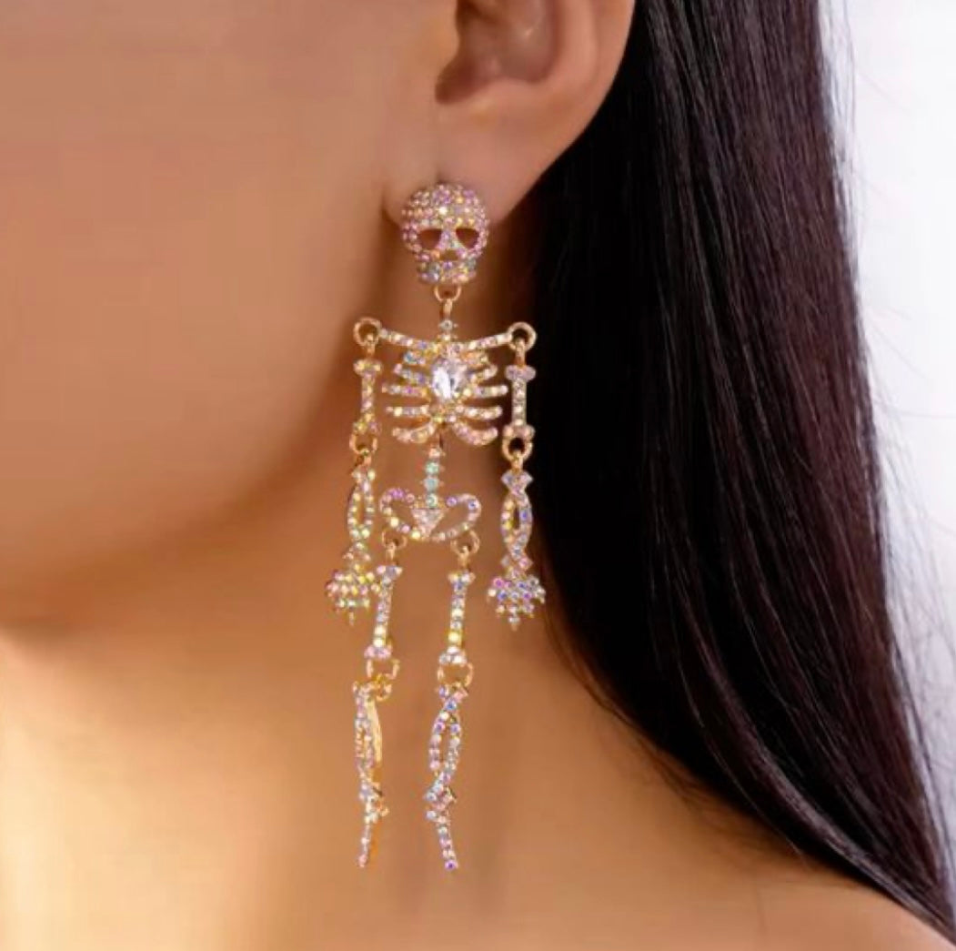 Skeleton crystal earrings