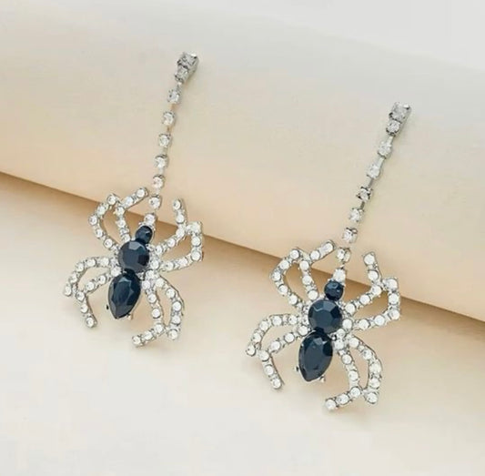 Spider crystal earrings